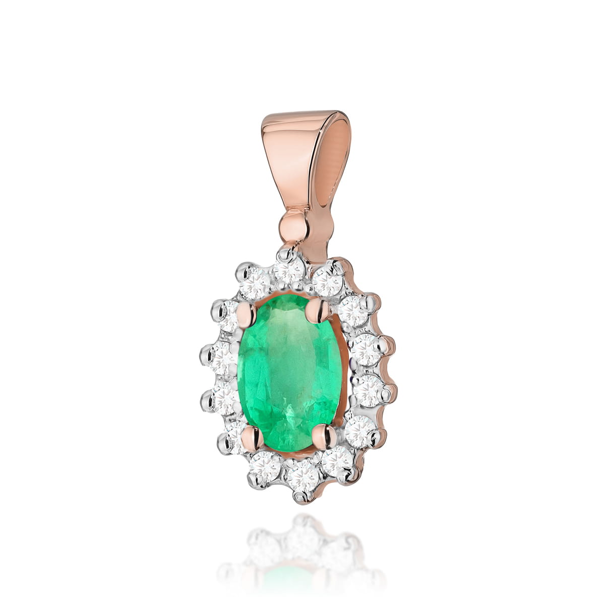 Gold Pendant With Emerald And Diamonds