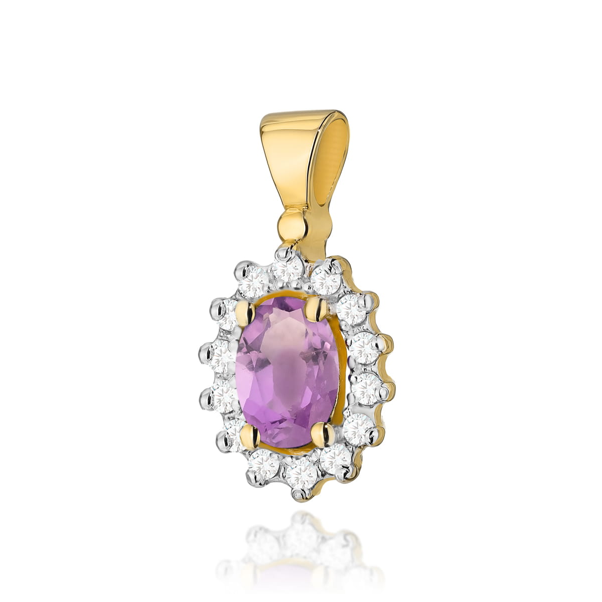 Gold Pendant With Amethyst And Diamonds