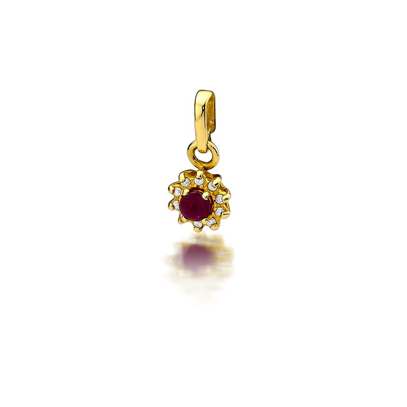 Gold Pendant With Ruby And Diamonds