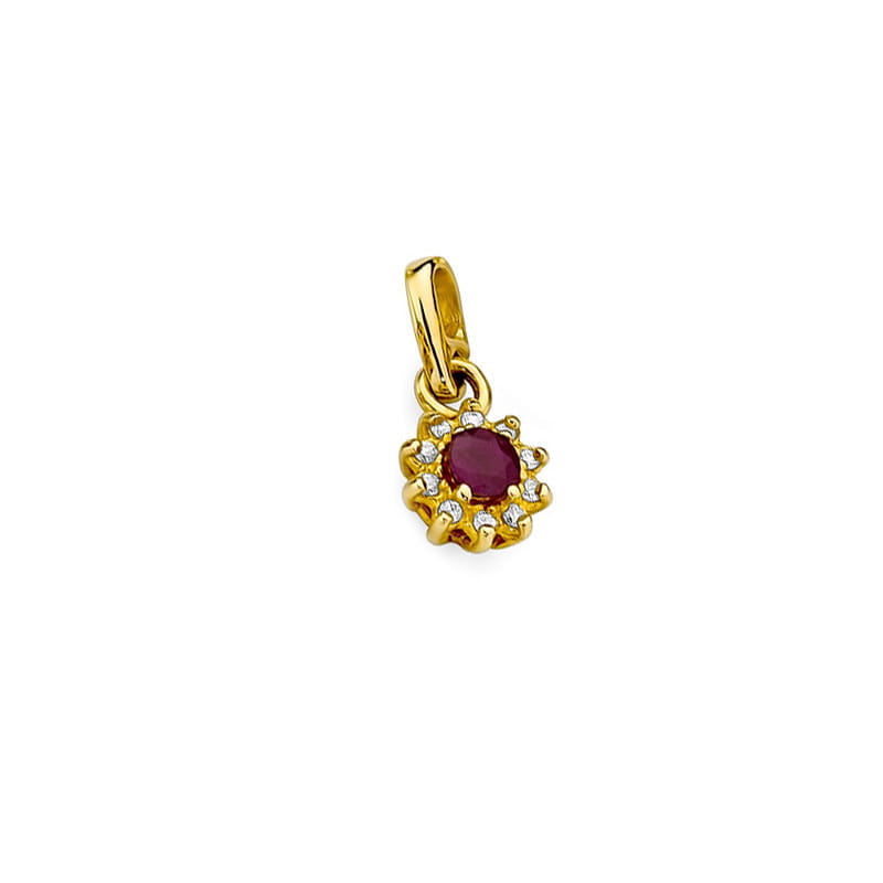 Gold Pendant With Ruby And Diamonds