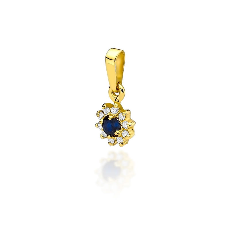 Auksinis Pakabukas Su Safyru Ir Deimantais