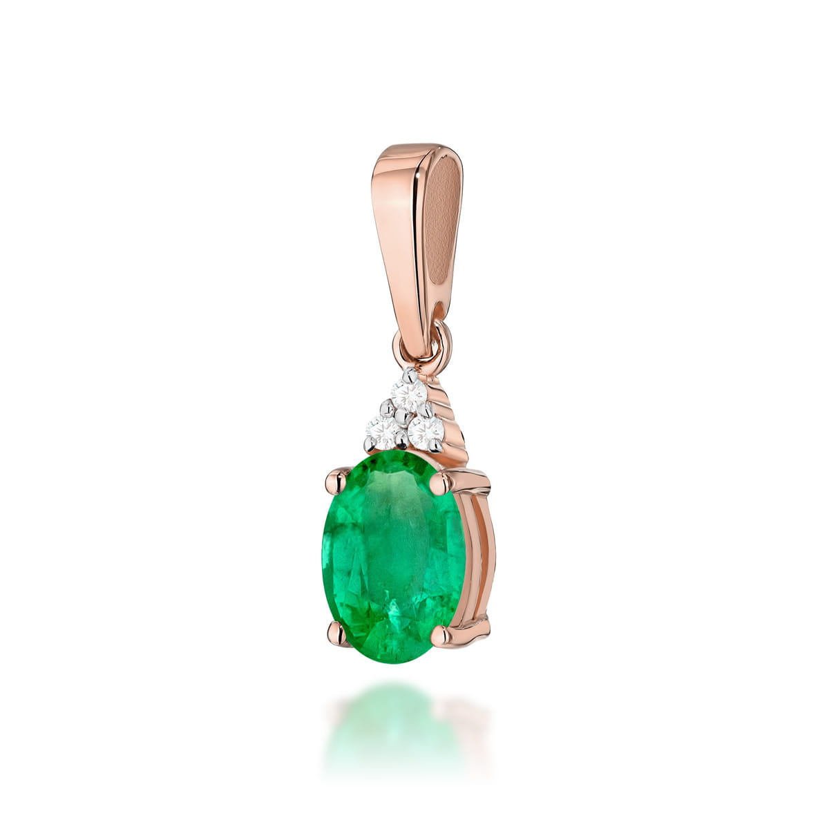 Gold Pendant With Emerald And Diamonds