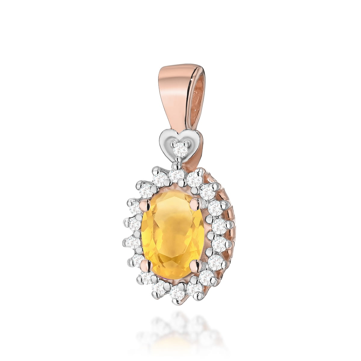 Gold Pendant With Citrine And Diamonds