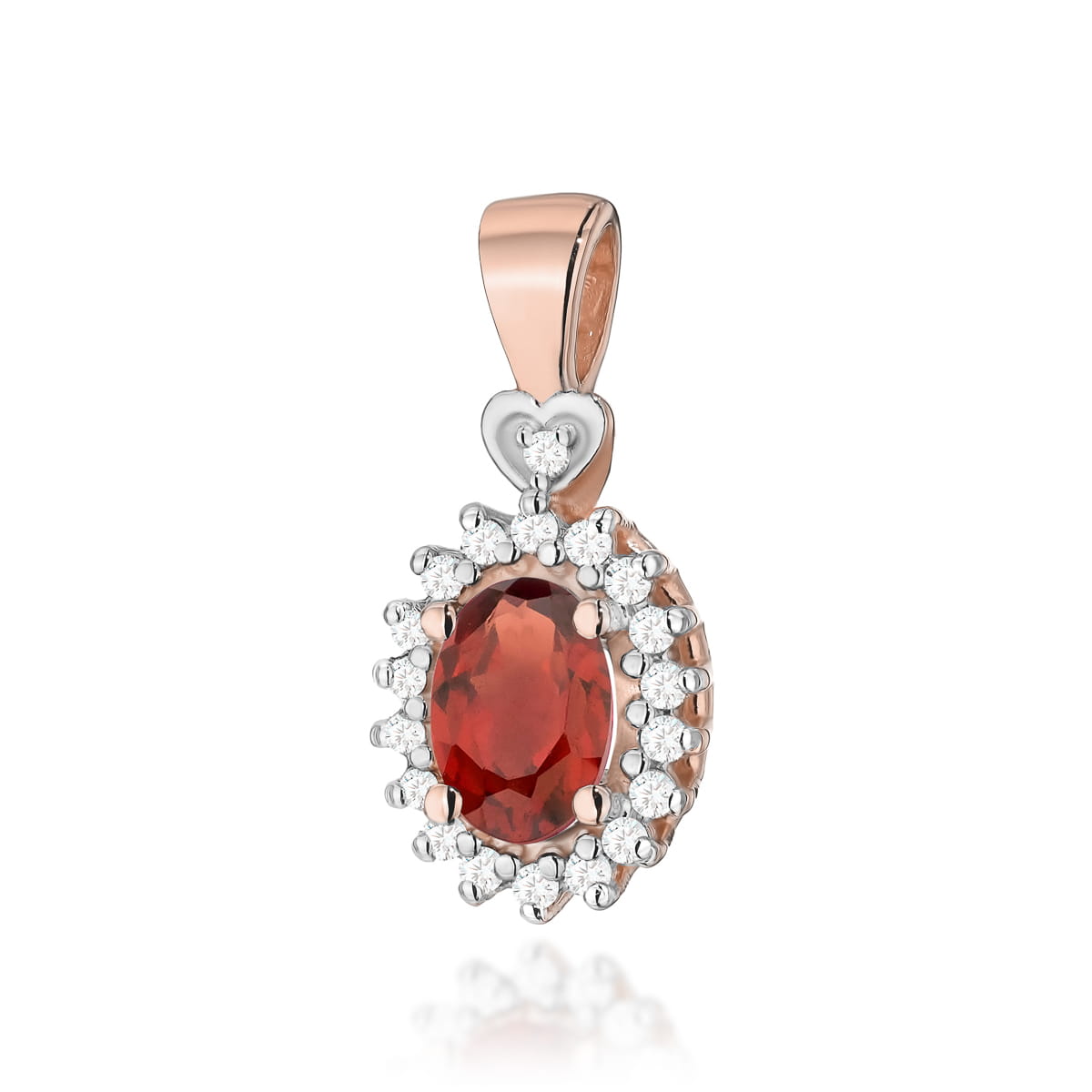 Gold Pendant With Garnet And Diamonds