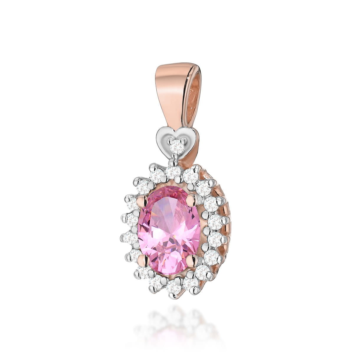 Gold Pendant With Pink Topaz And Diamonds