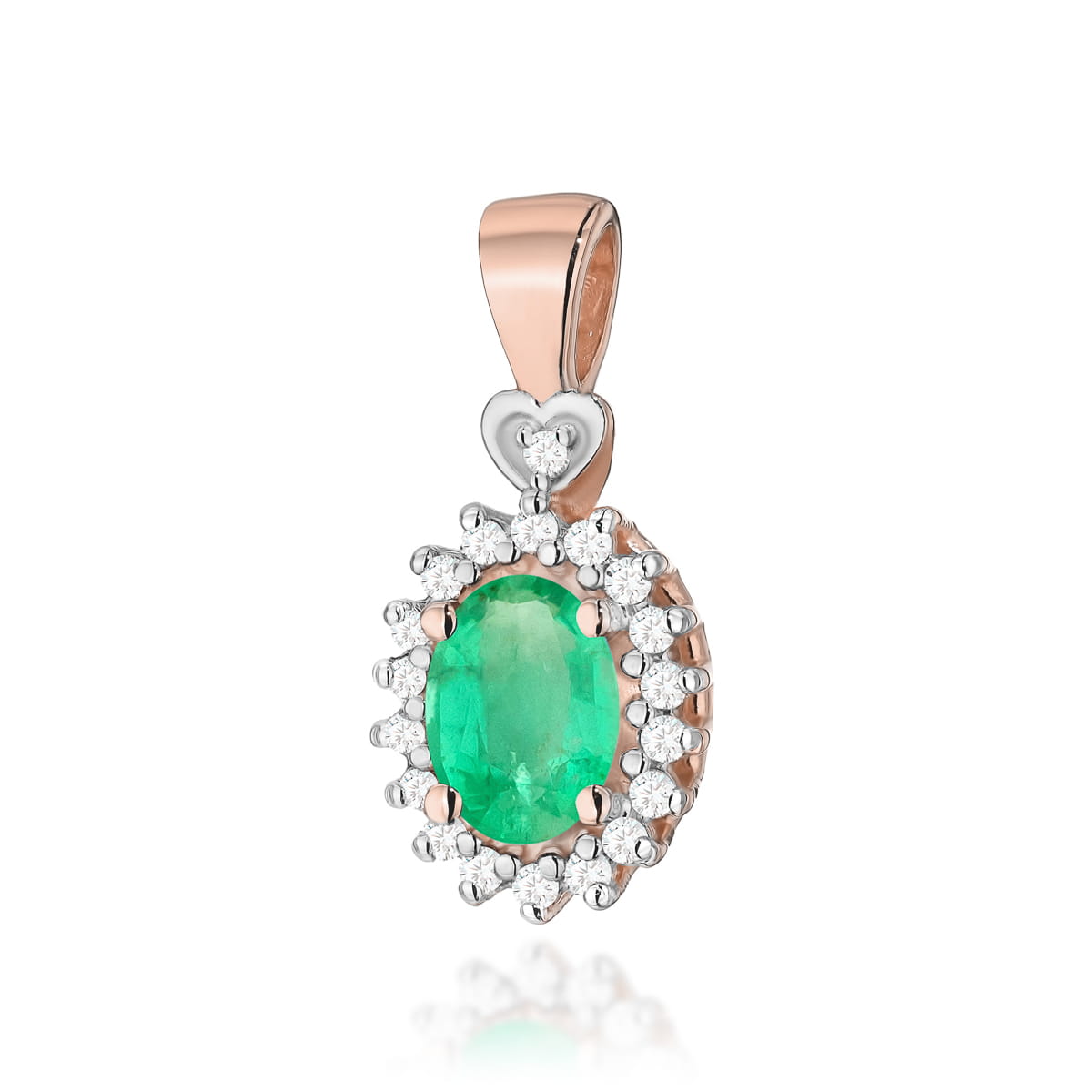 Gold Pendant With Emerald And Diamonds