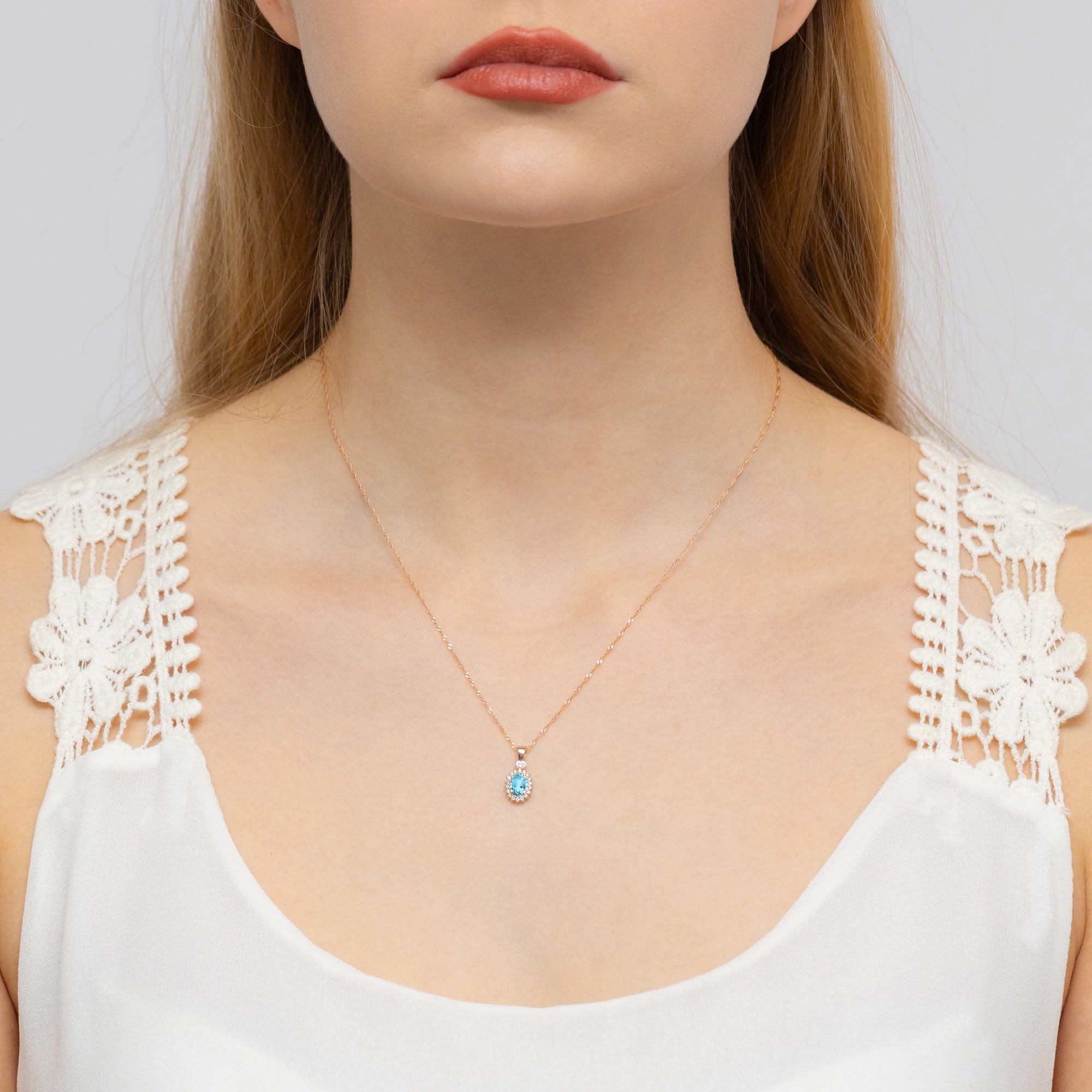 Gold Pendant With Topaz And Diamonds