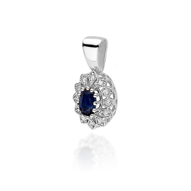 Gold Pendant With Sapphire And Diamonds