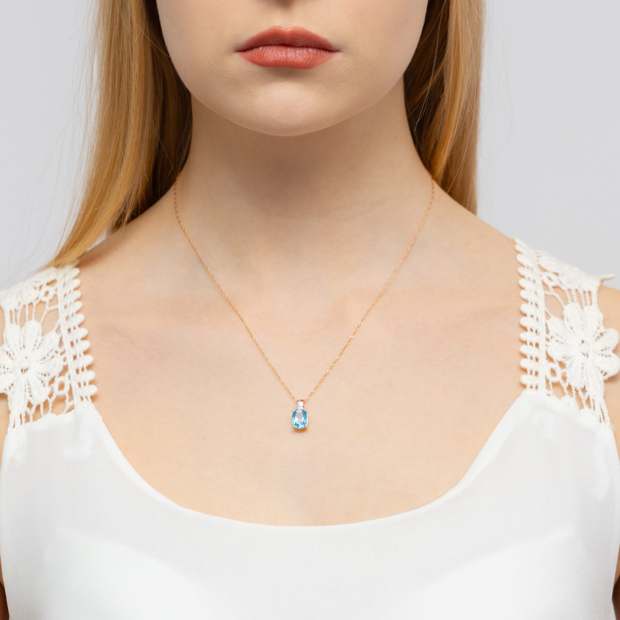 Gold Pendant With Topaz And Diamonds