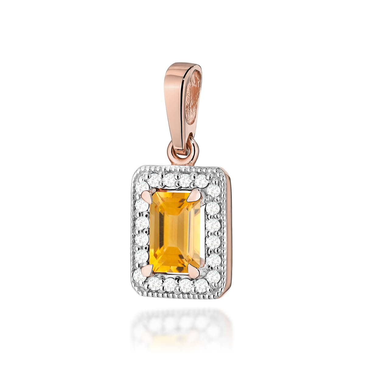 Gold Pendant With Citrine And Diamonds