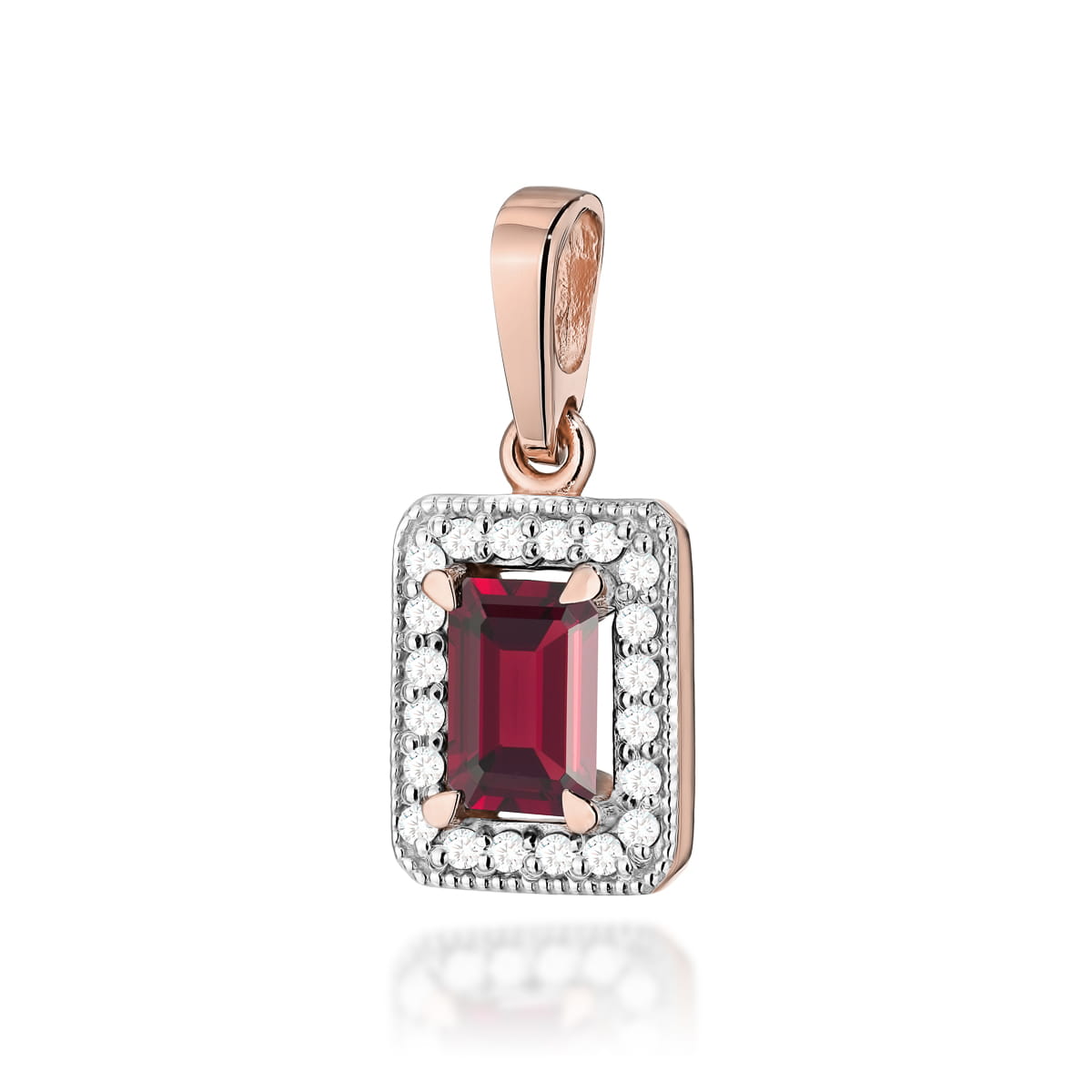 Gold Pendant With Garnet And Diamonds