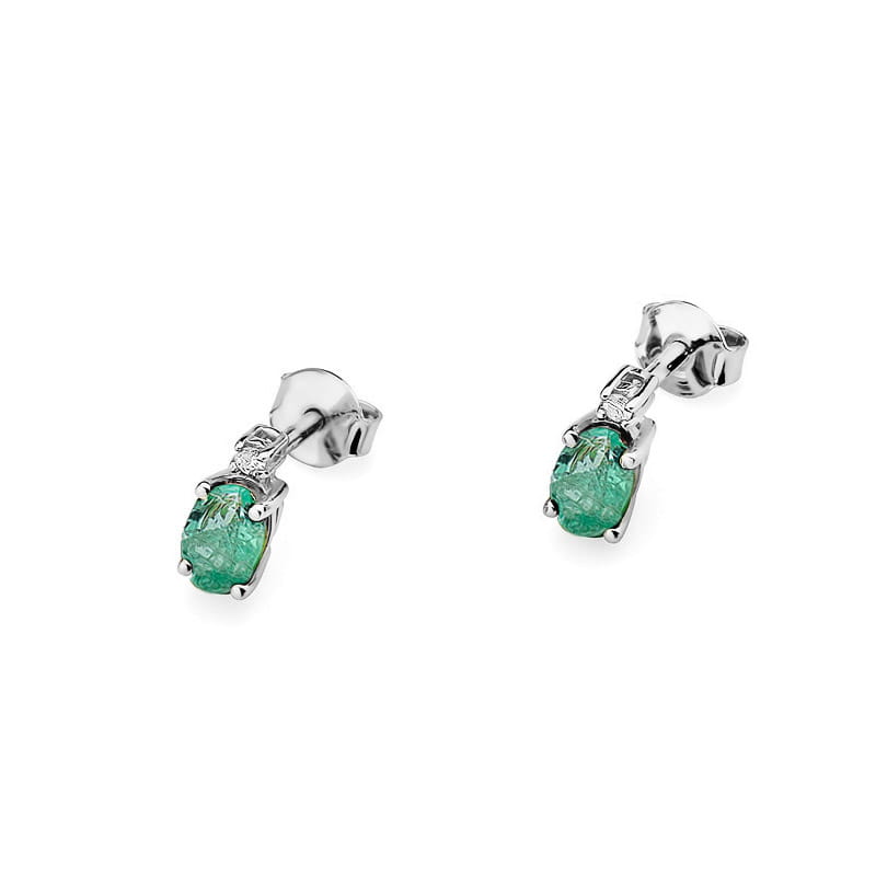 Gold Earrings With Emeralds And Diamonds