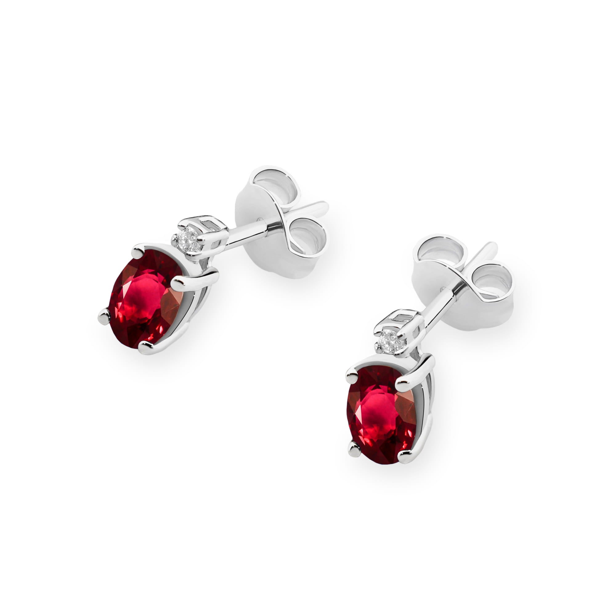 Gold Earrings With Rubies And Diamonds