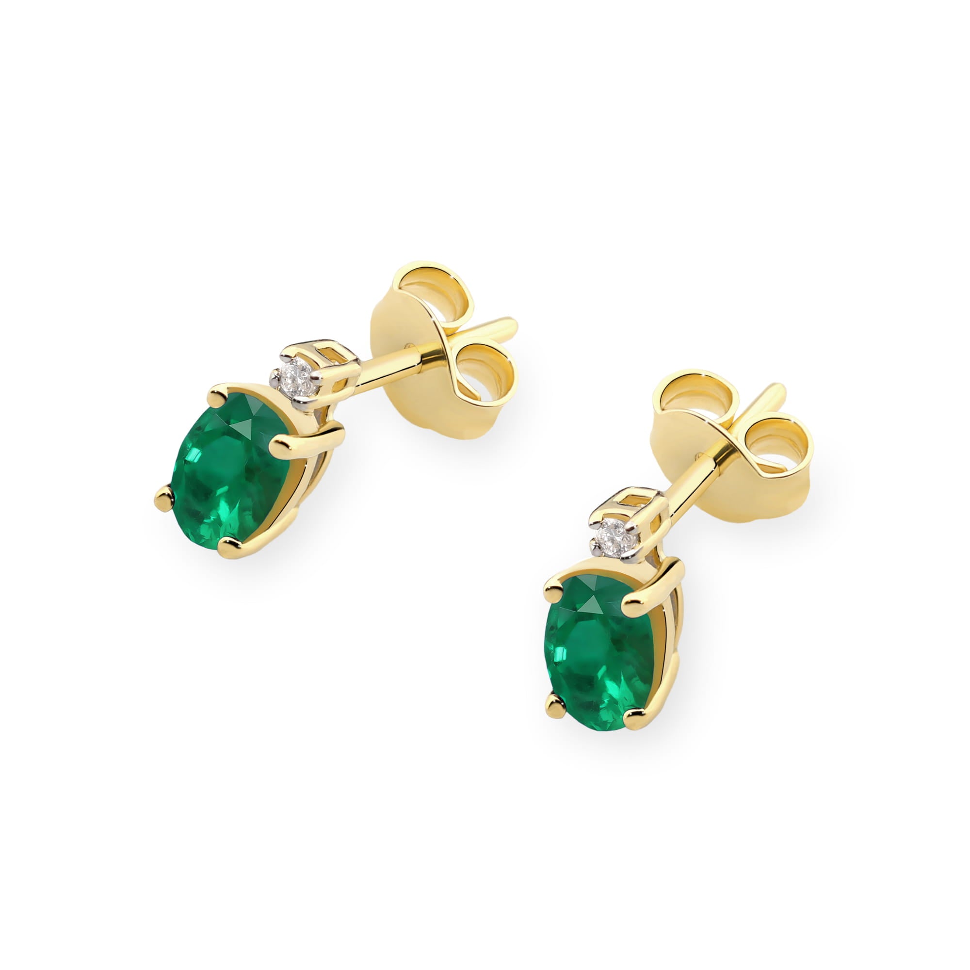 Gold Earrings With Emeralds And Diamonds
