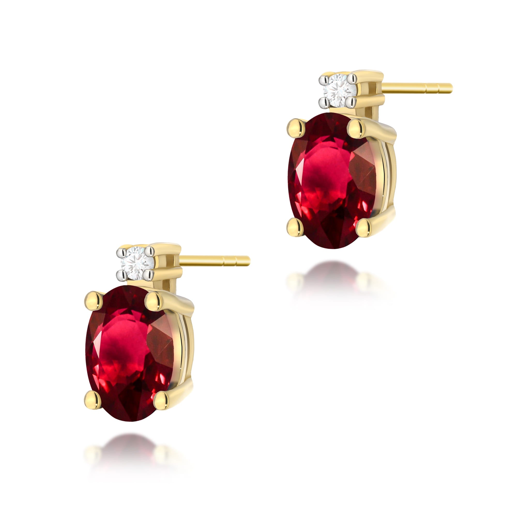 Gold Earrings With Rubies And Diamonds