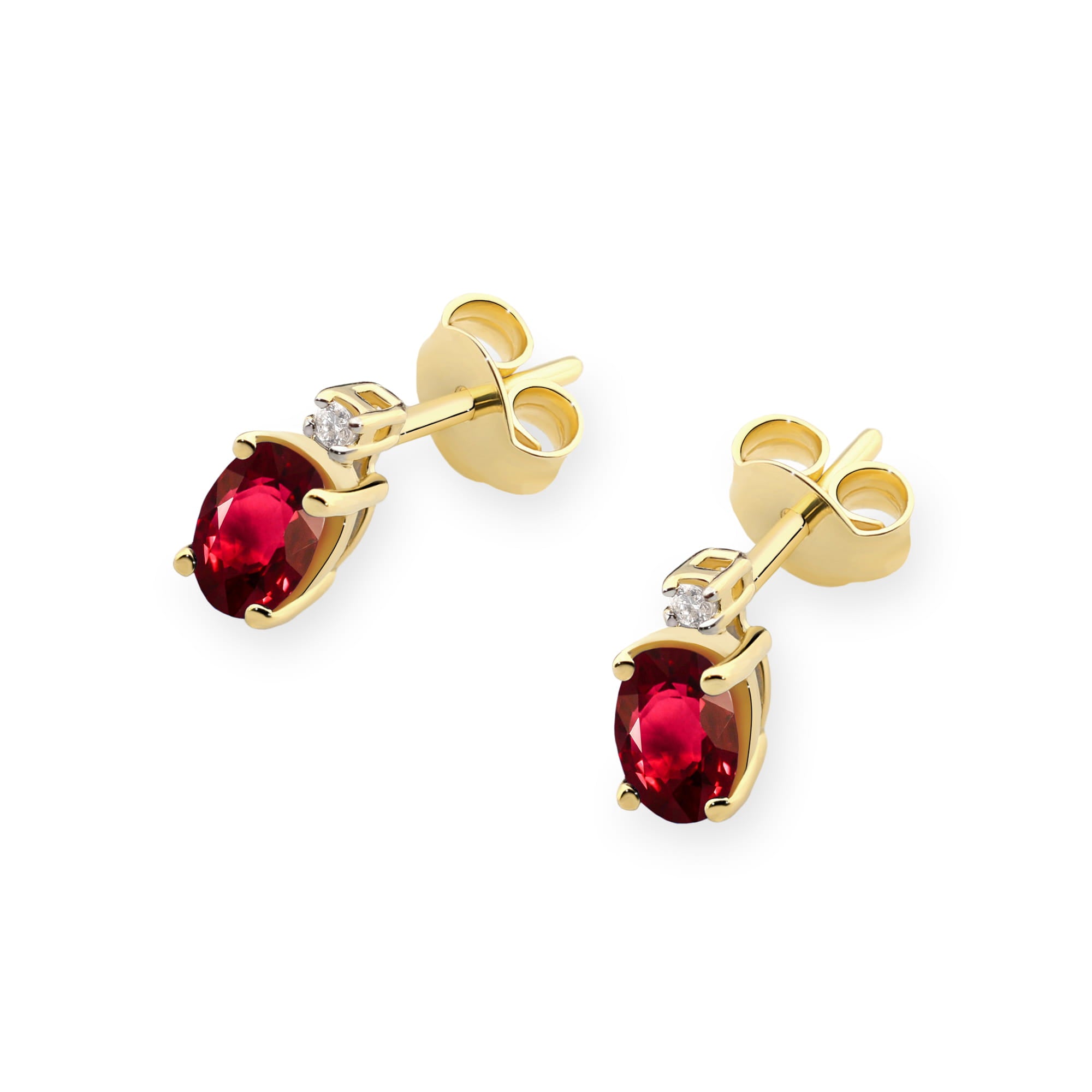 Gold Earrings With Rubies And Diamonds