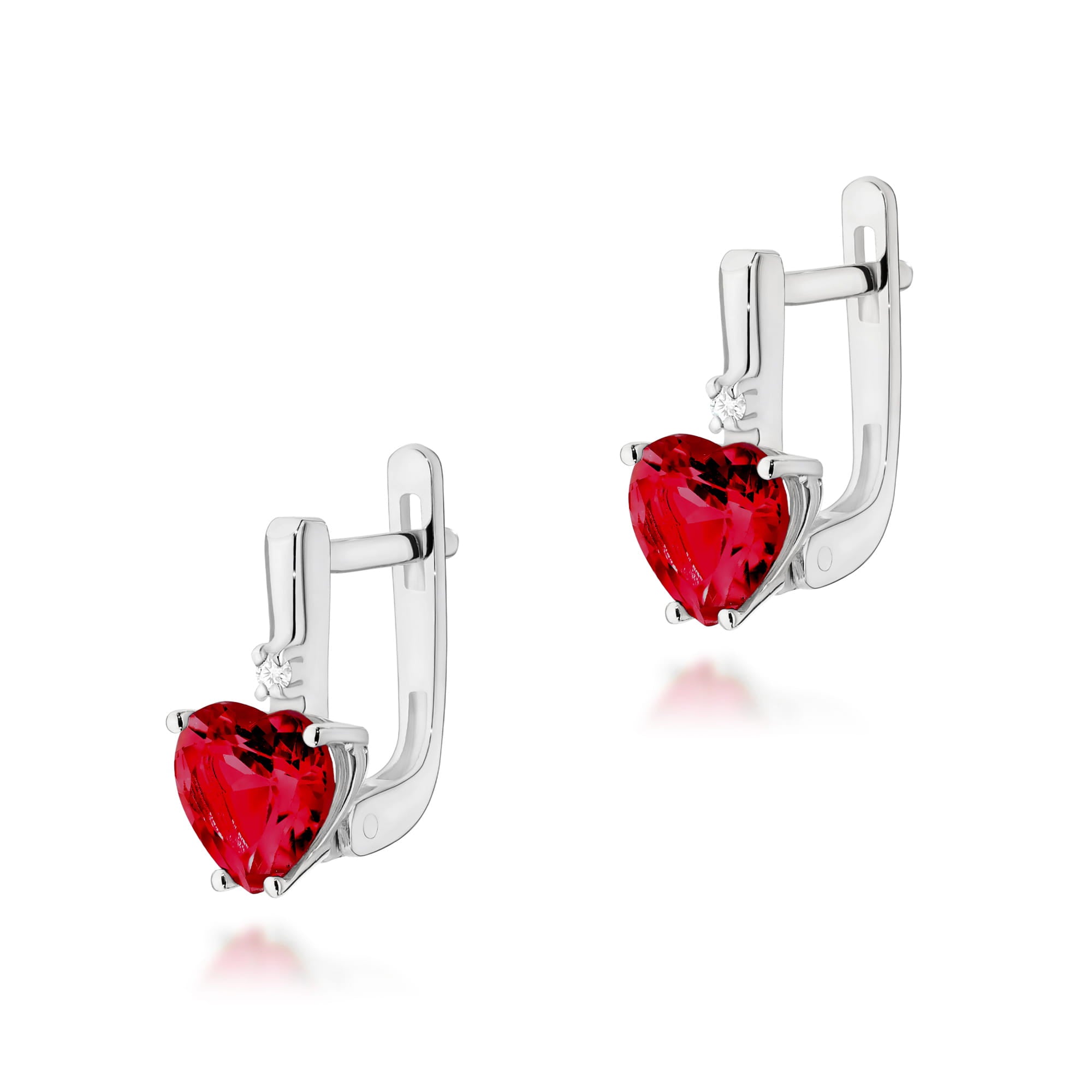 Gold Earrings With Rubies And Diamonds