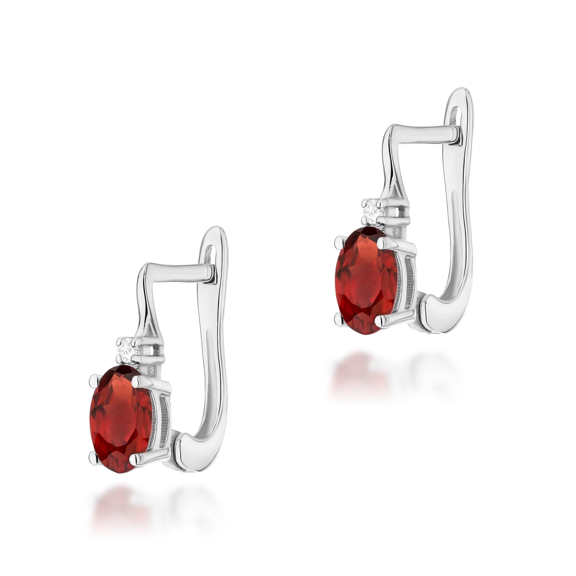 Gold Earrings With Garnets And Diamonds