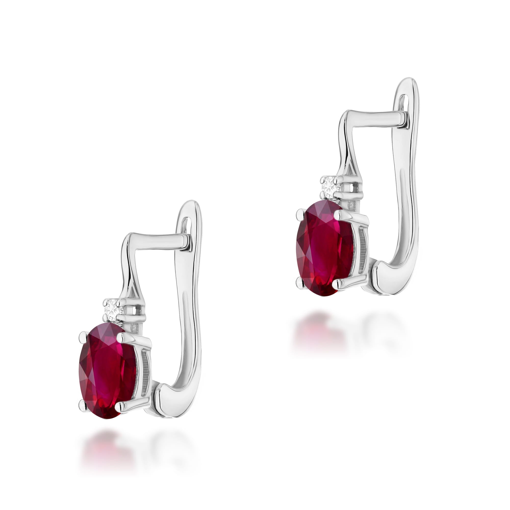 Gold Earrings With Rubies And Diamonds
