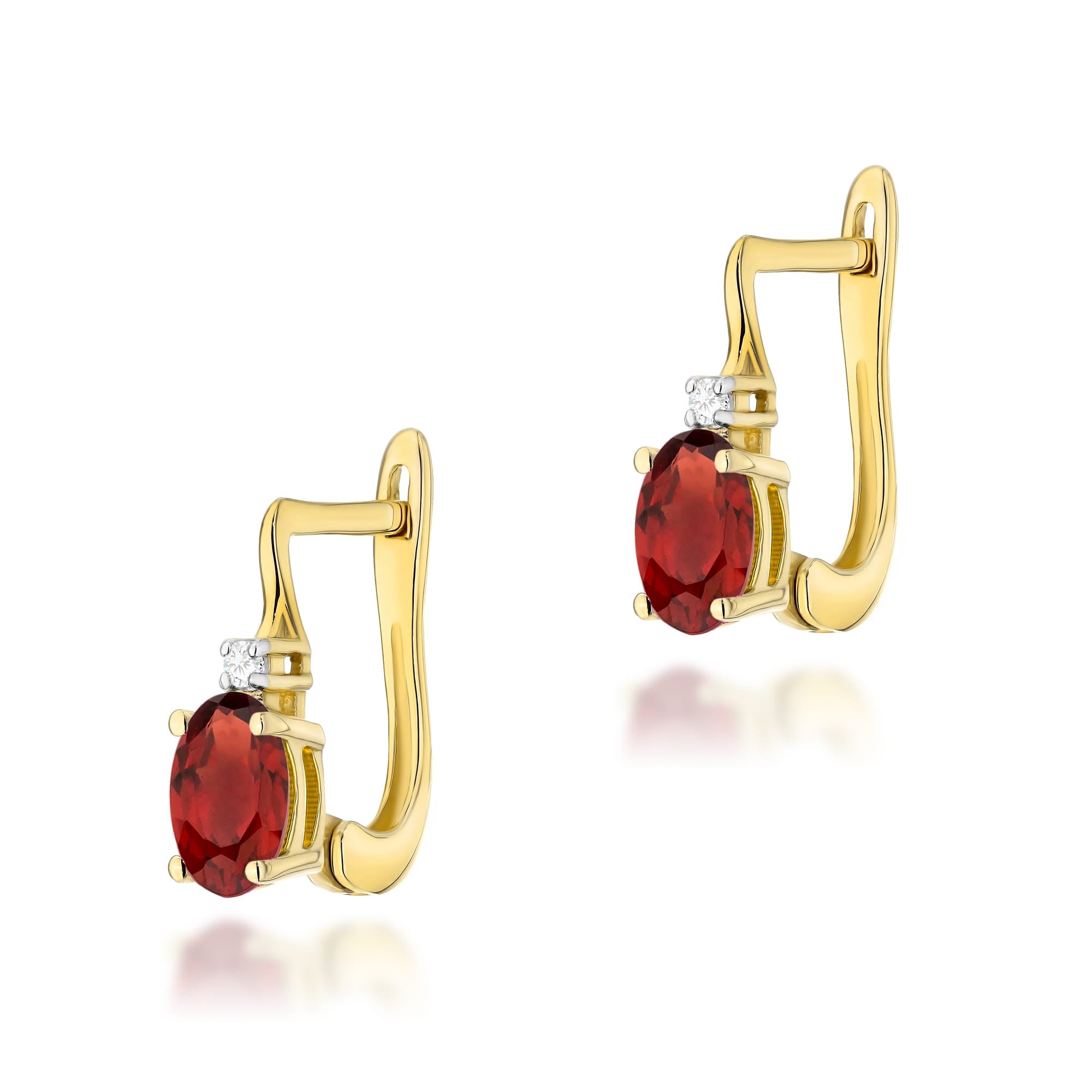 Gold Earrings With Garnets And Diamonds