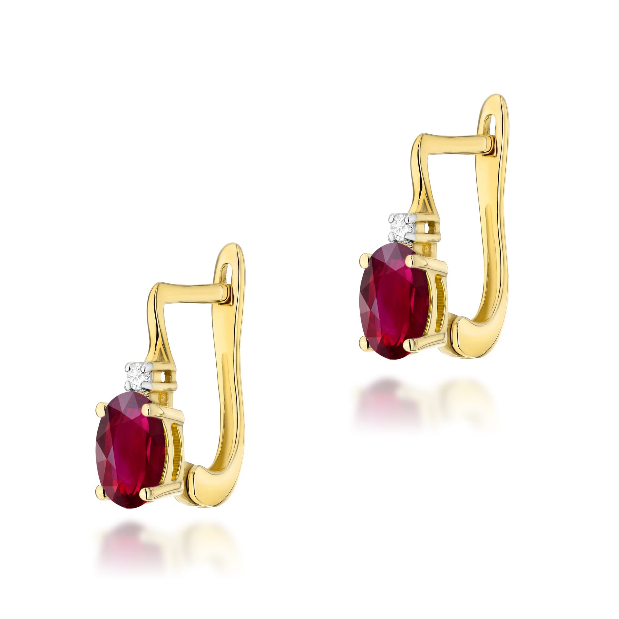 Gold Earrings With Rubies And Diamonds