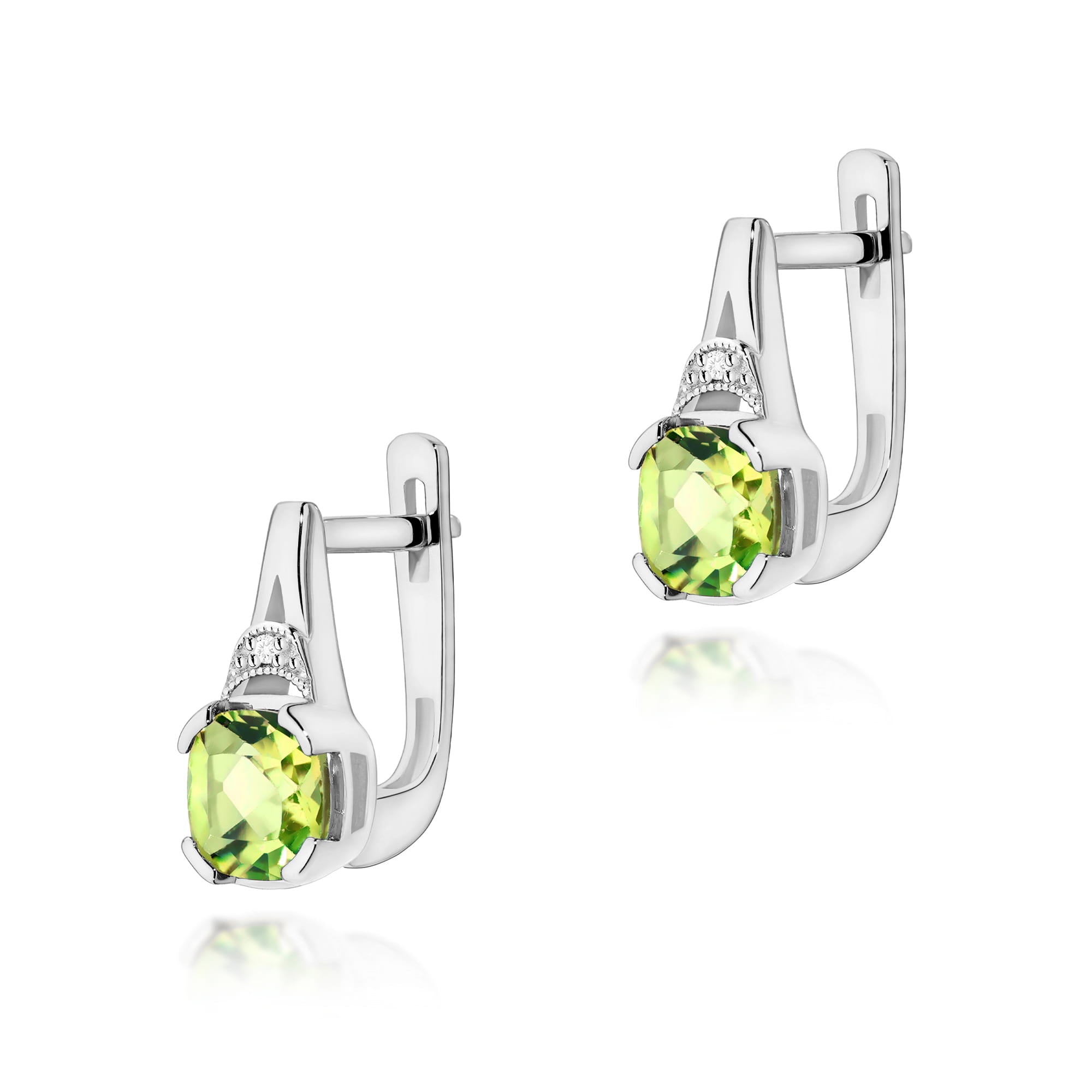 Auksiniai Auskarai Su Peridotais Ir Deimantais