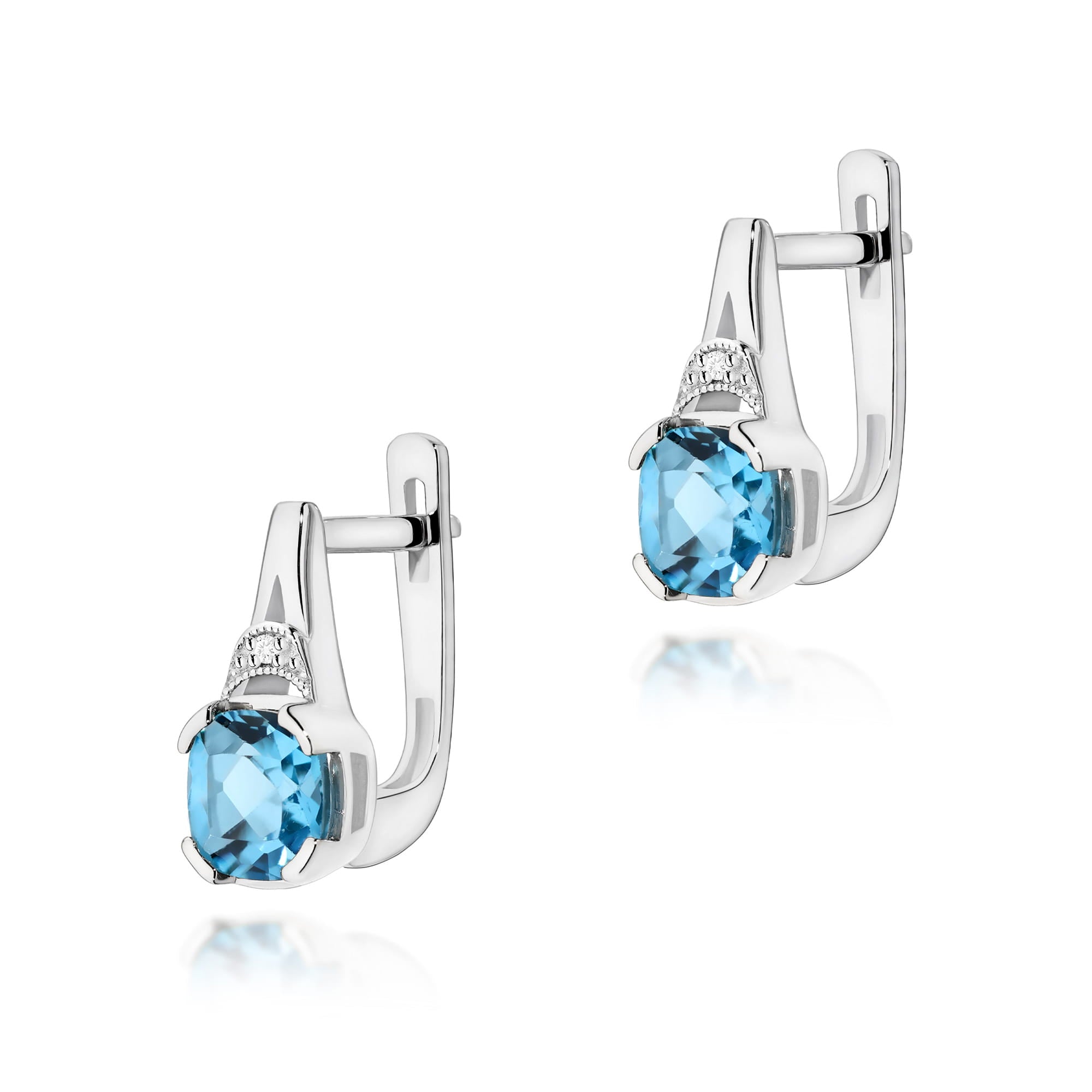 Gold Earrings With Topazes And Diamonds