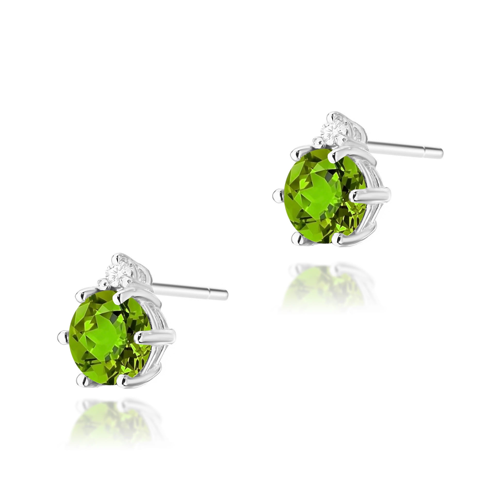 Auksiniai Auskarai Su Peridotais Ir Deimantais