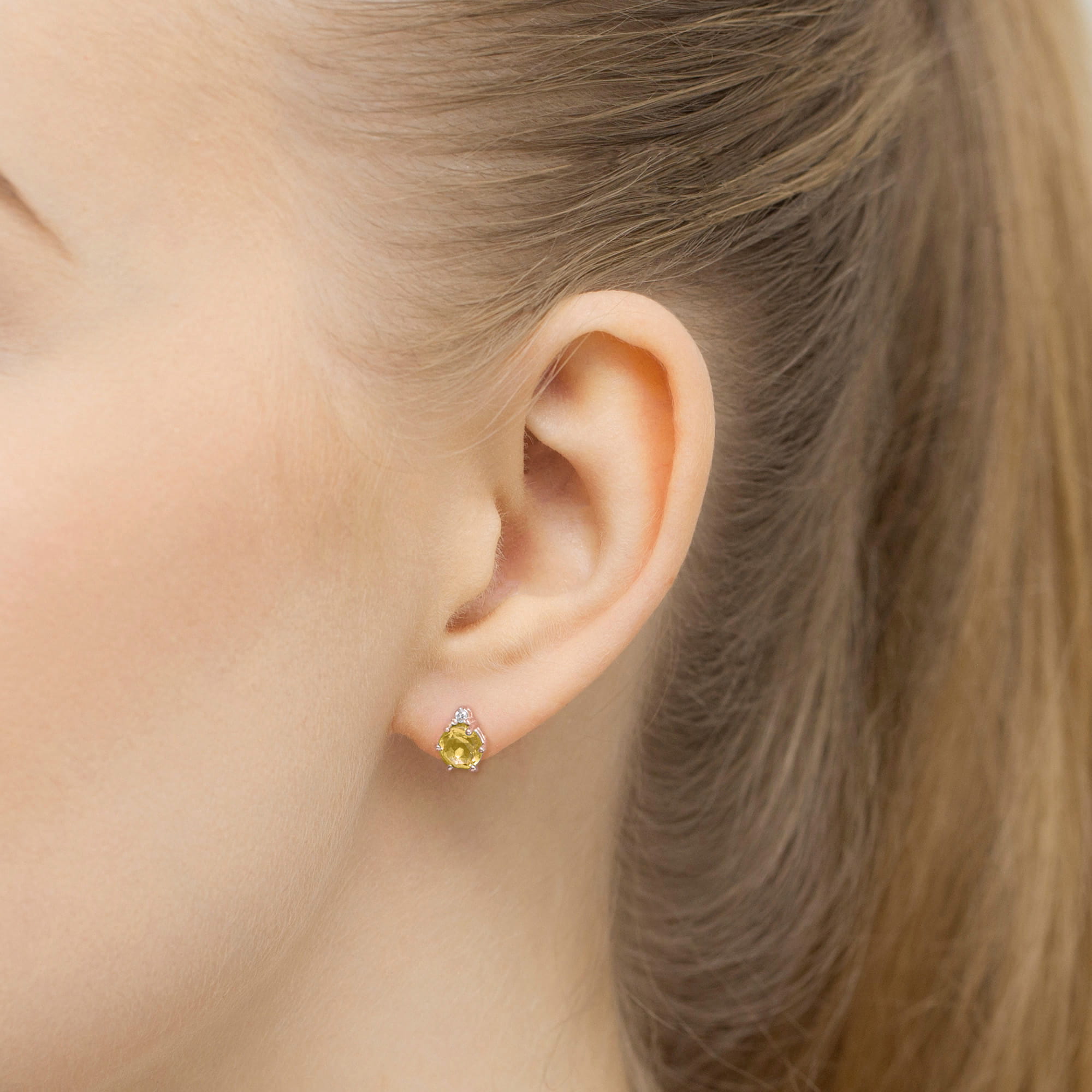Gold Earrings With Citrine And Diamonds