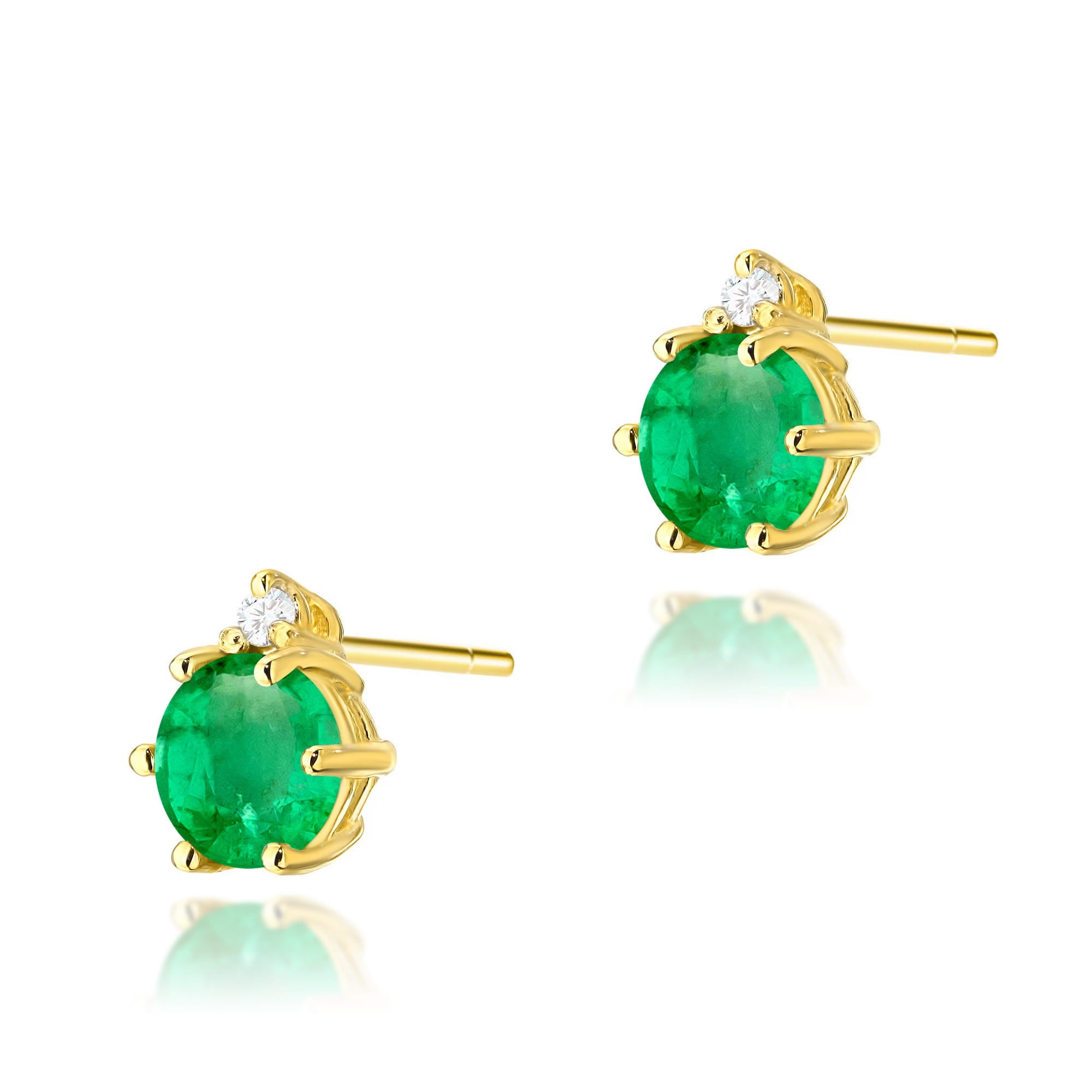 Gold Earrings With Emeralds And Diamonds