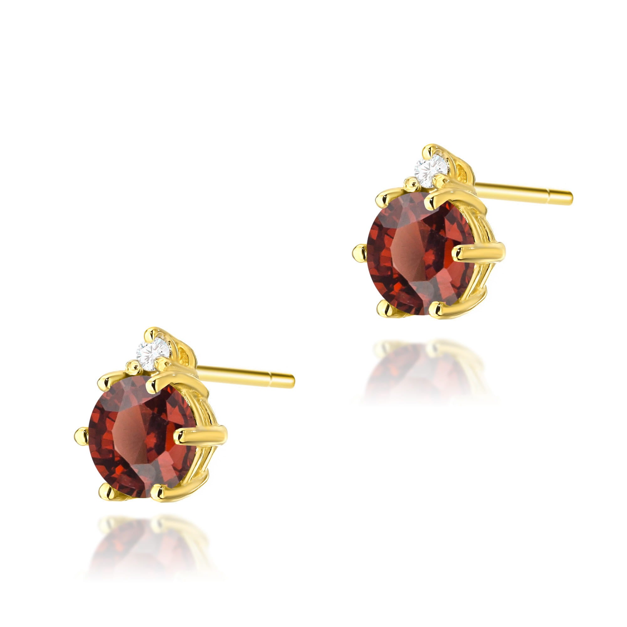 Gold Earrings With Garnets And Diamonds