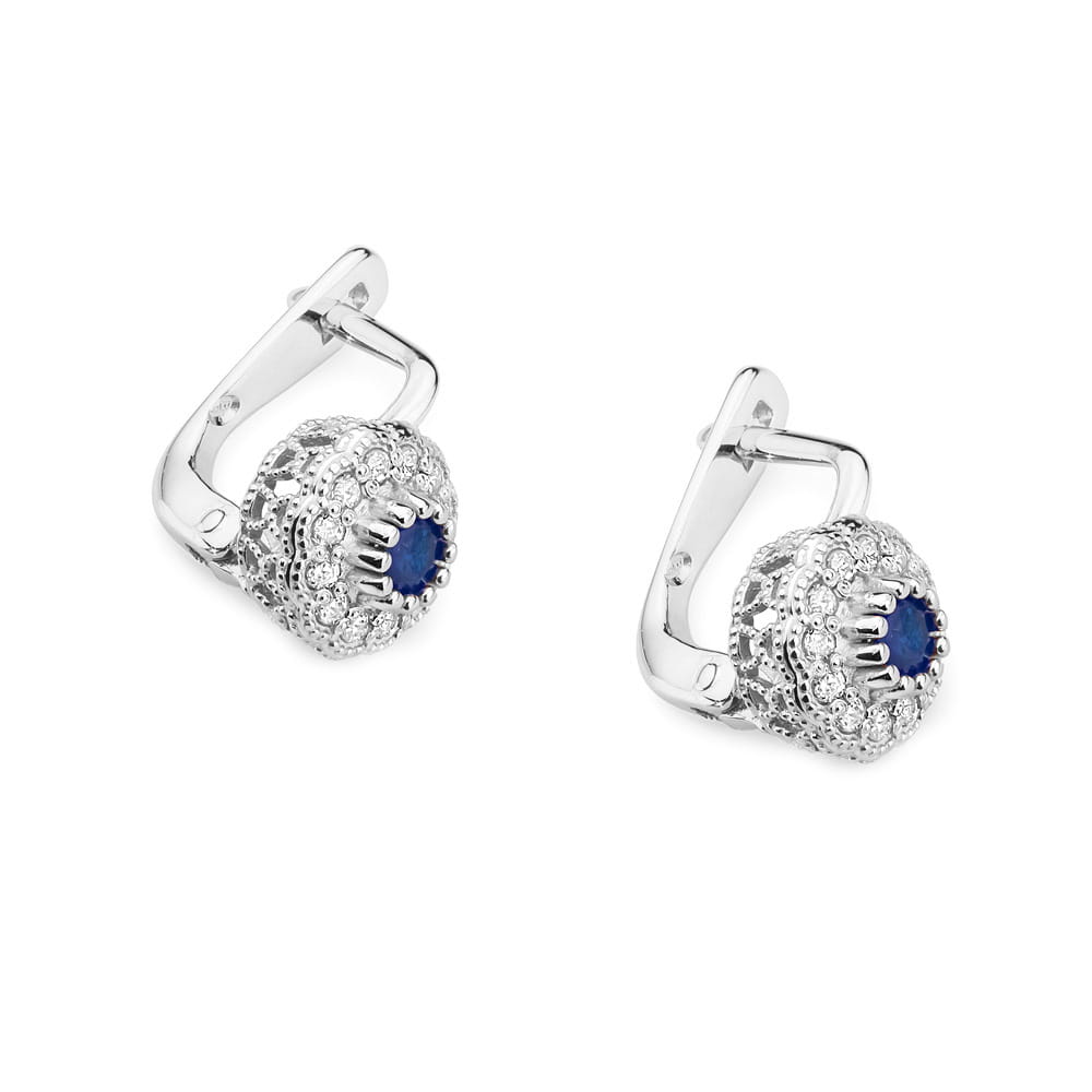Gold Earrings With Sapphire And Diamonds