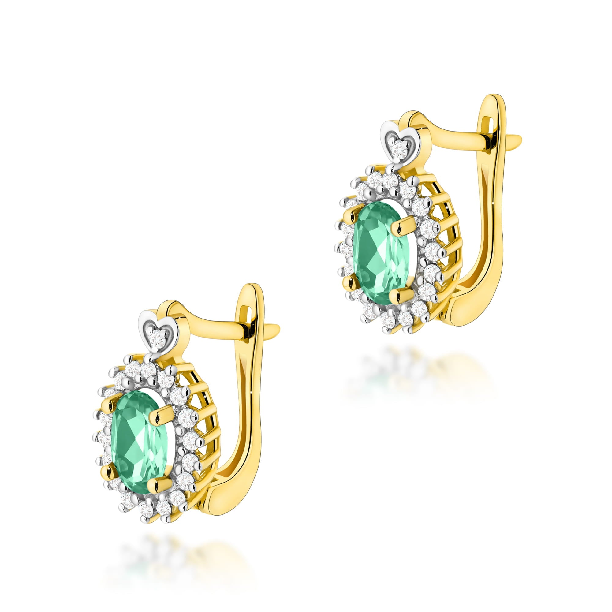 Gold Earrings With Emeralds And Diamonds