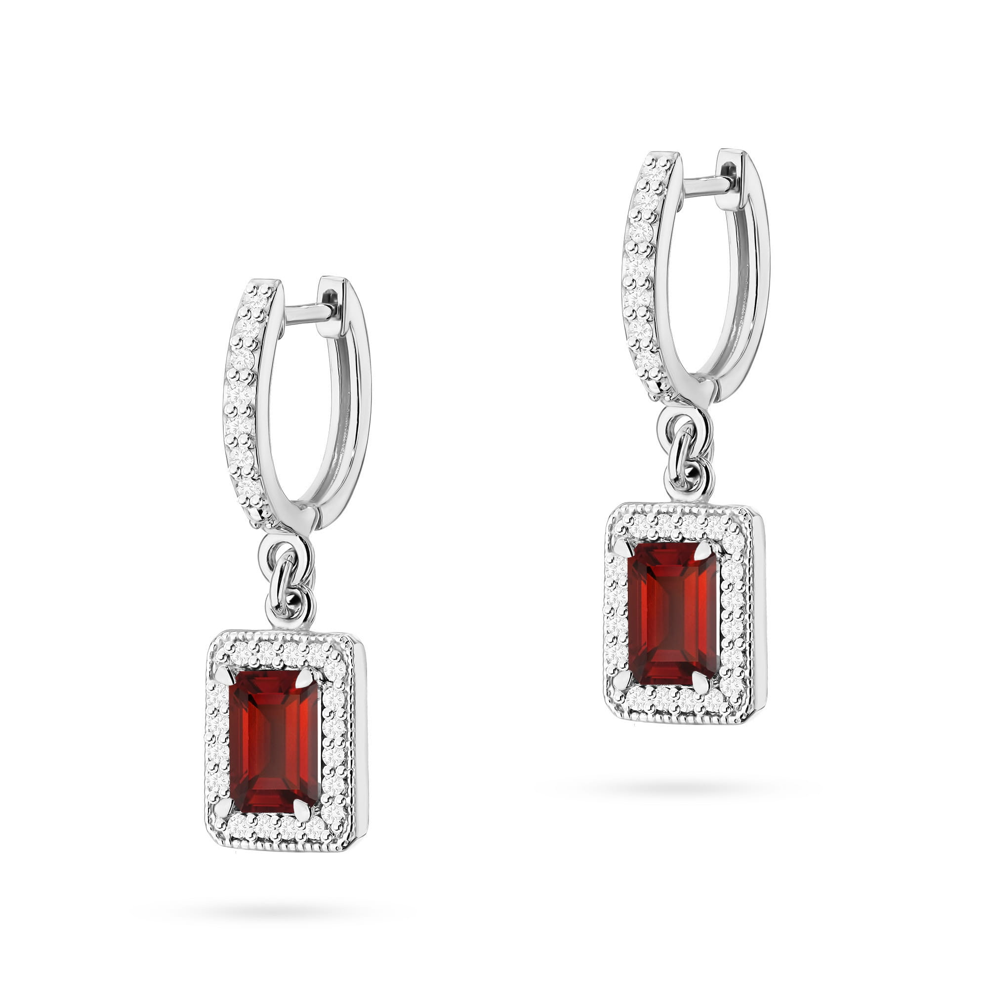 Gold Earrings With Garnets And Diamonds 