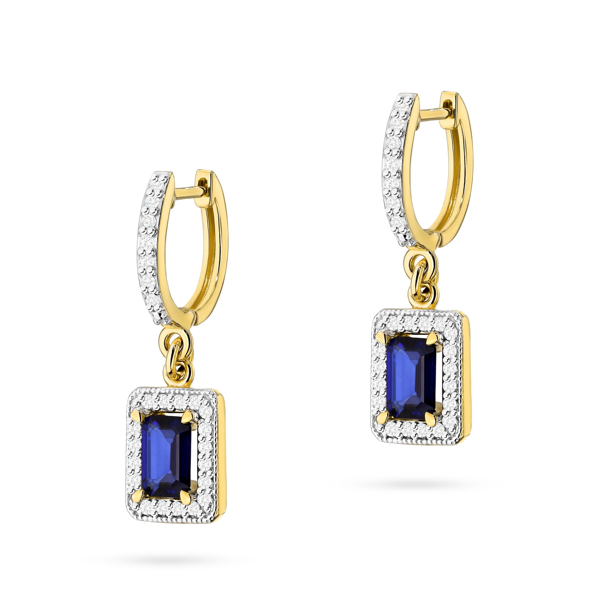 Gold Earrings With Sapphires And Diamonds 