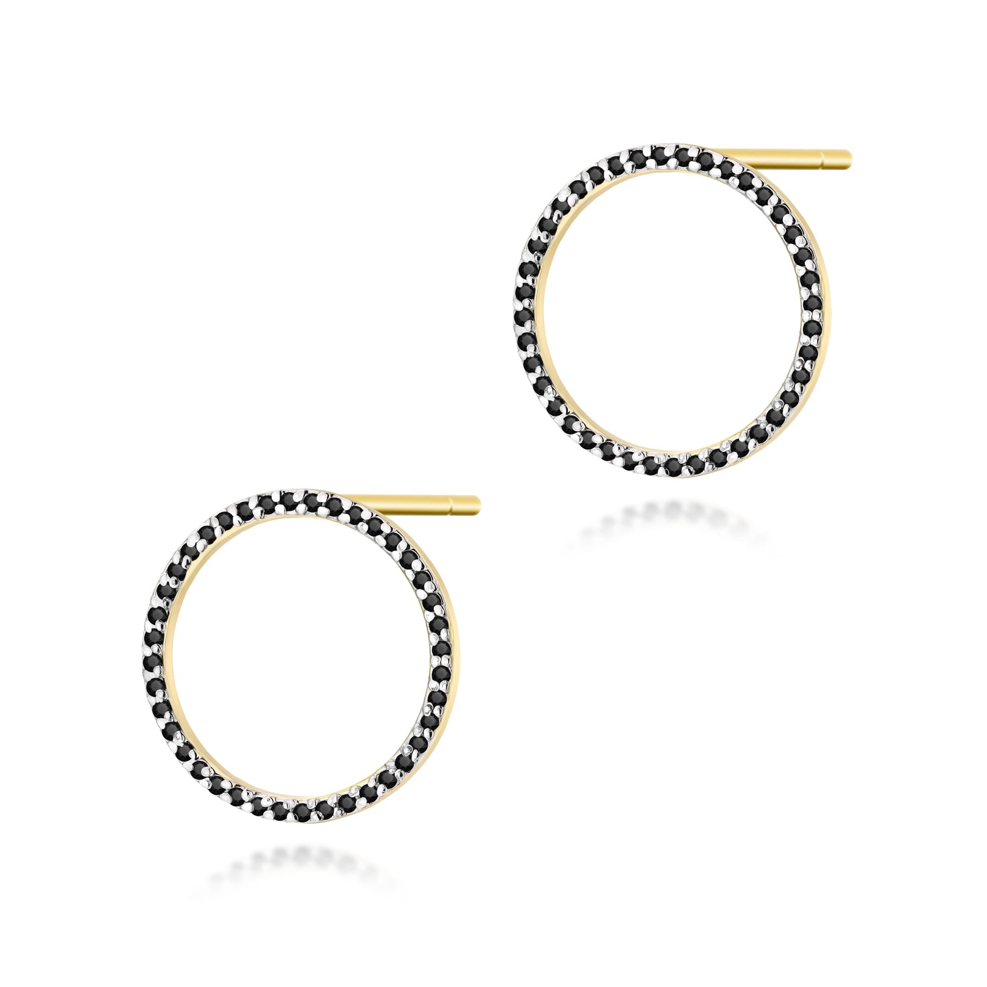 Gold Earrings With Black Diamonds