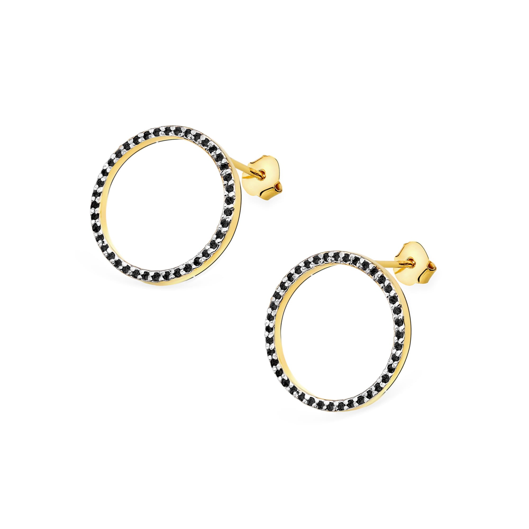 Gold Earrings With Black Diamonds