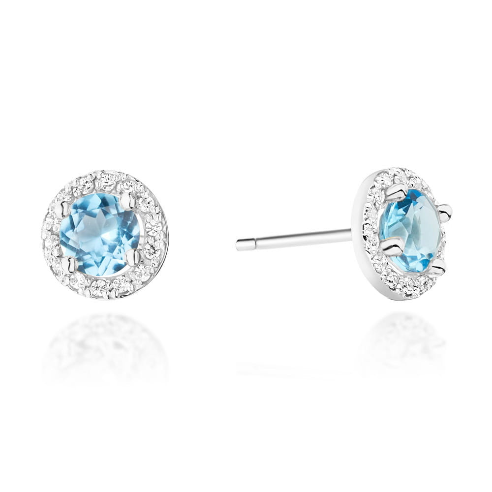 Gold Earrings With Topazes And Diamonds