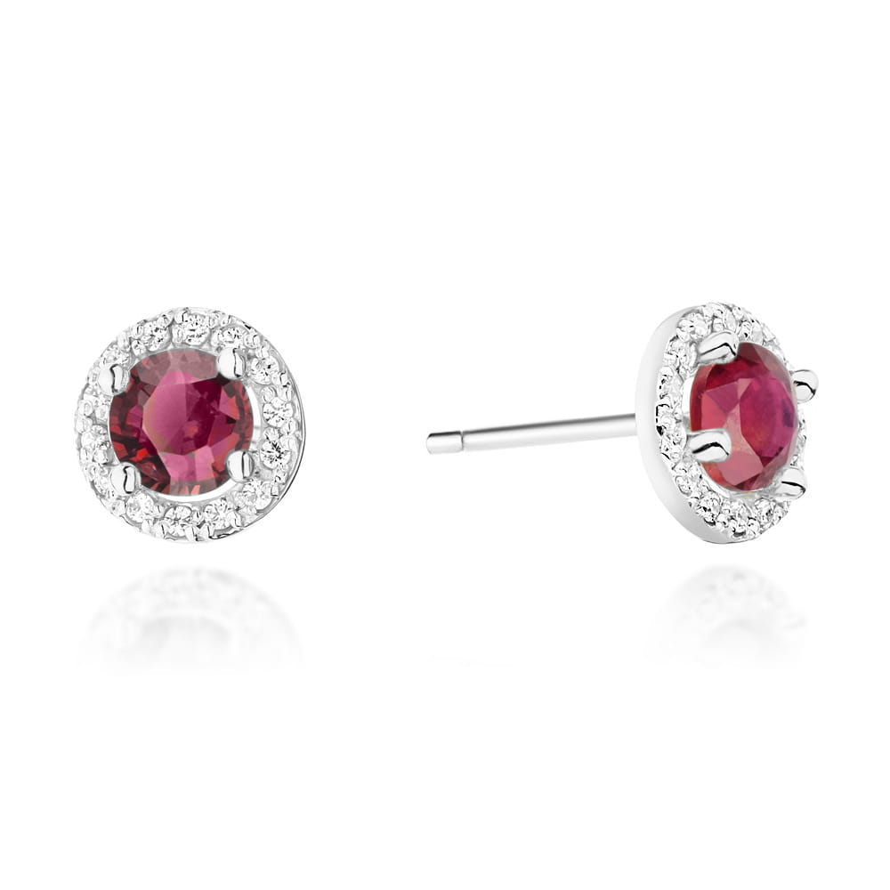 Gold Earrings With Rubies And Diamonds