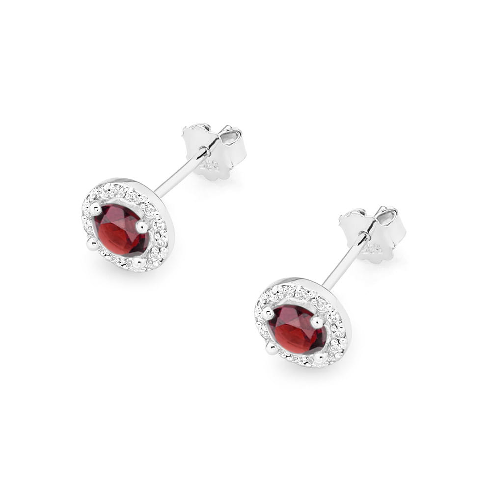 Gold Earrings With Rubies And Diamonds