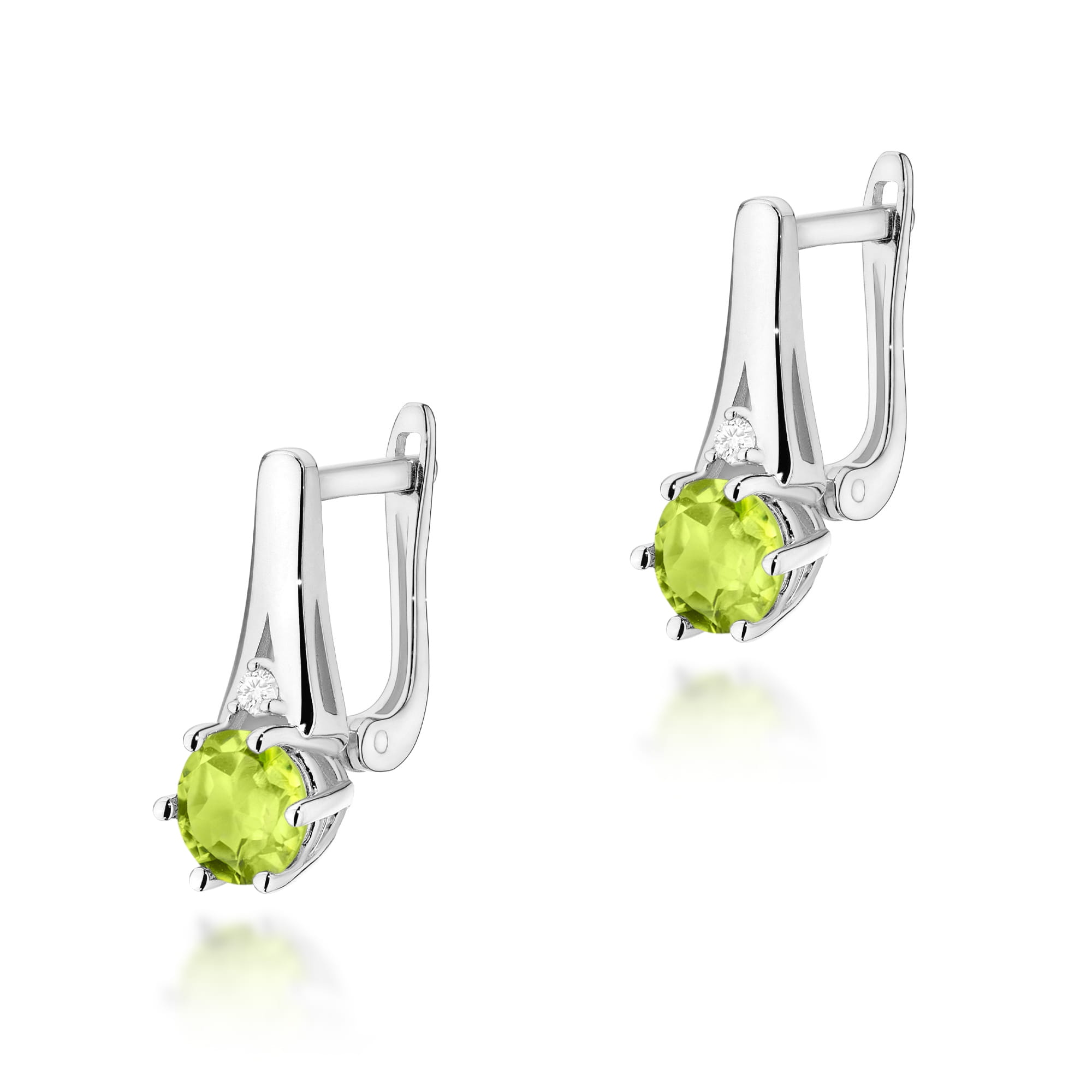 Gold Earrings With Peridots And Diamonds