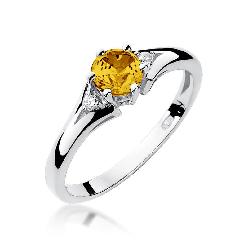 Gold Ring With Citrine And Diamonds