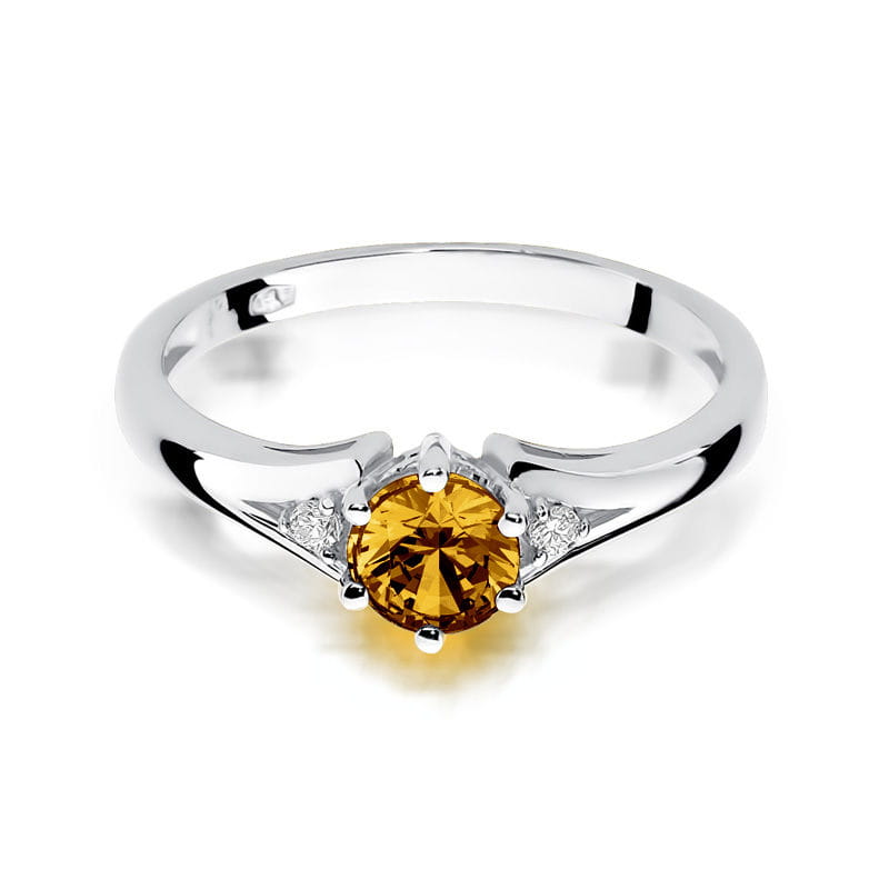 Gold Ring With Citrine And Diamonds