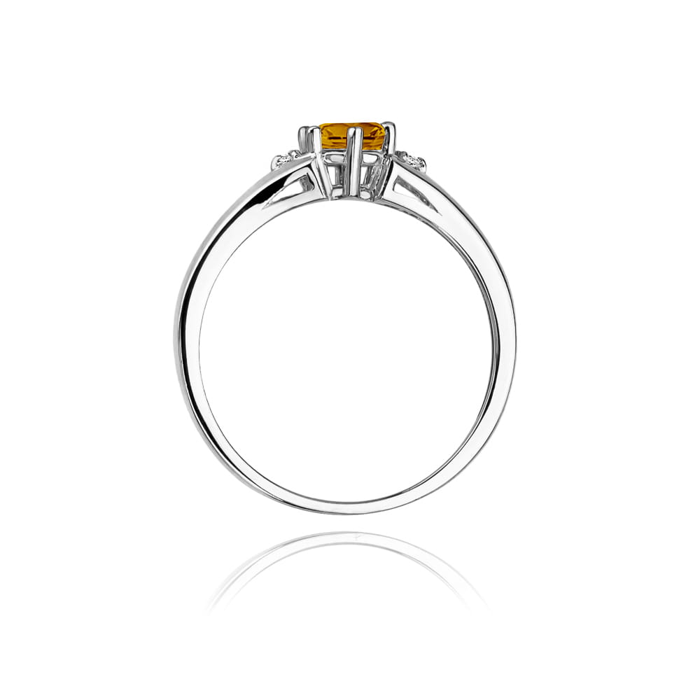 Gold Ring With Citrine And Diamonds
