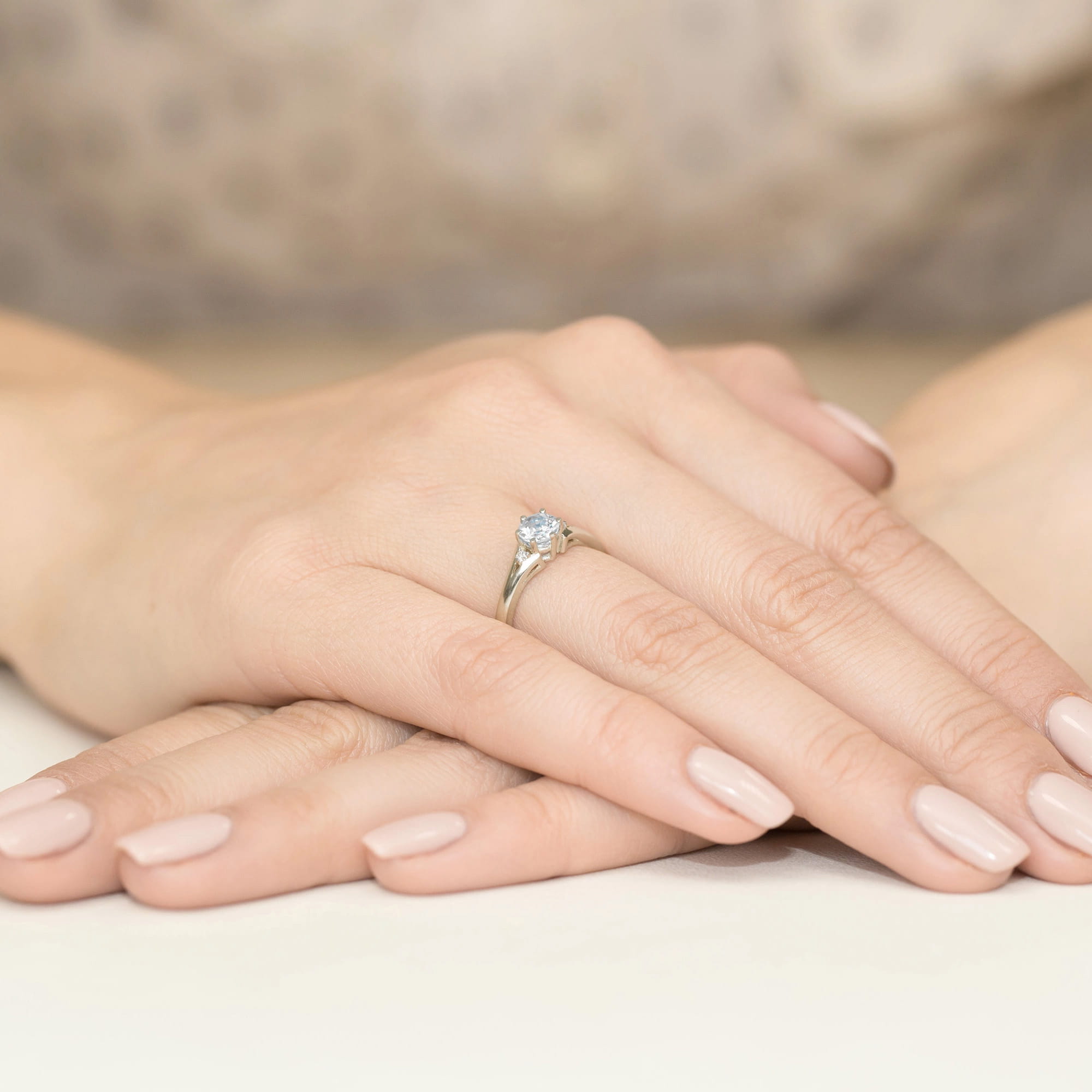 Gold Ring With White Sapphire And Diamonds