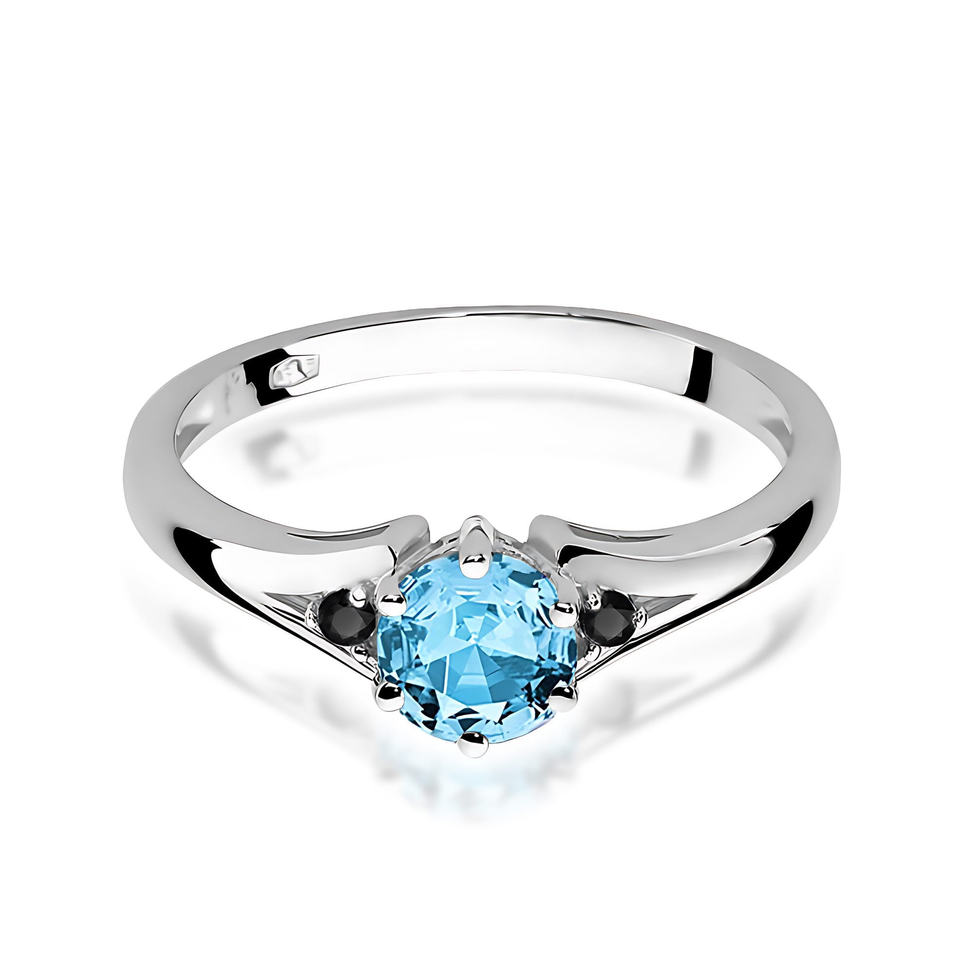 Gold Ring With Topaz And Black Diamonds