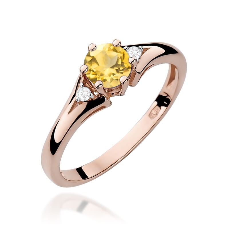 Gold Ring With Citrine And Diamonds