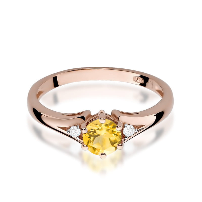 Gold Ring With Citrine And Diamonds