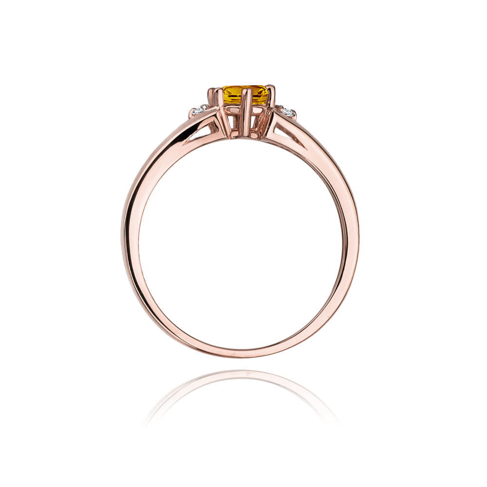Gold Ring With Citrine And Diamonds