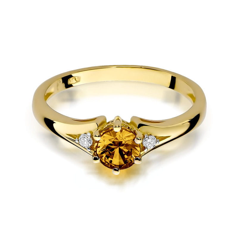 Gold Ring With Citrine And Diamonds